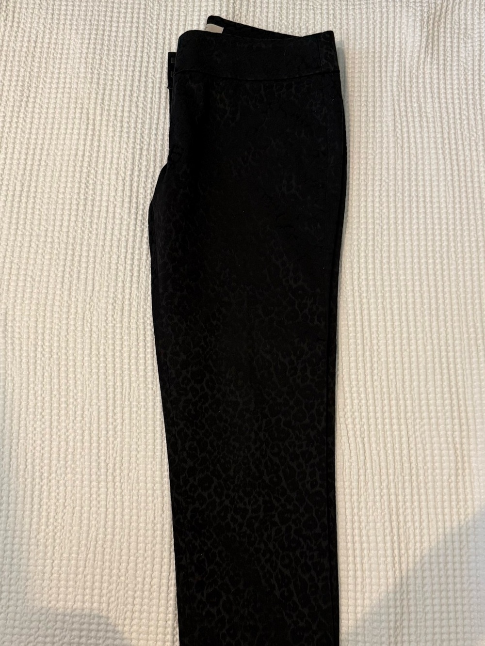 LOFT Black Jacquard Leopard-Texture Pants- ankle length
